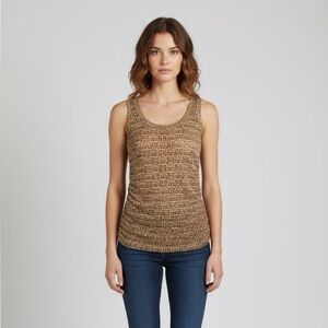 🕛 Vintage Tapemeasure | Sleeveless Geometric Top | M | Brown | Y2K